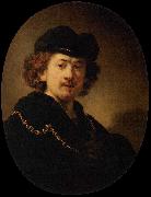 Self portrait Wearing a Toque and a Gold Chain Rembrandt